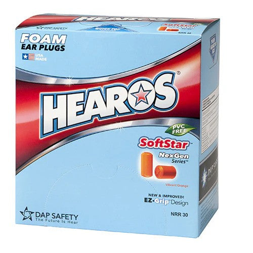 Box- Hearos SoftStar Series NEXGEN Corded Foam Ear Plugs (100 Pairs | NRR 30)